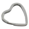 Iron Key Ring, Heart, Platinum Color, about 32mm in diameter, Sold by bag