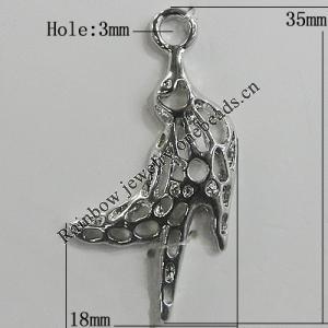 Pendant Zinc Alloy Jewelry Findings Lead-free, Bird 35x18mm Hole:3mm, Sold by Bag