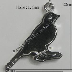 Pendant Zinc Alloy Jewelry Findings Lead-free, Bird 22x20mm Hole:1.5mm, Sold by Bag