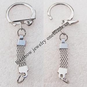 Iron Key Chain Findings, Platinum Color, Ring: about 22mm in diameter, Sold by bag