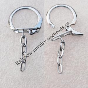Iron Key Chain Findings, Platinum Color, Ring: about 22mm in diameter, Sold by bag