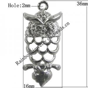 Pendant Zinc Alloy Jewelry Findings Lead-free, 36x16mm Hole:2mm, Sold by Bag
