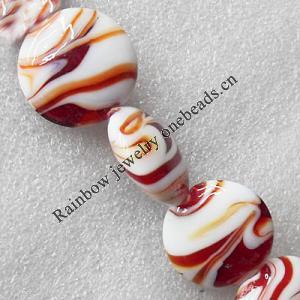 Lampwork Beads, Flat Round 25mm Hole:About 1.5mm, Sold by PC