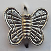 Bead Zinc Alloy Jewelry Findings Lead-free, Butterfly 10x9mm Hole:1mm, Sold by Bag