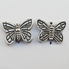 Bead Zinc Alloy Jewelry Findings Lead-free, Butterfly 14x11mm Hole:1mm, Sold by Bag