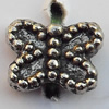 Bead Zinc Alloy Jewelry Findings Lead-free, Butterfly 7x5mm Hole:1mm, Sold by Bag
