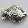 Bead Zinc Alloy Jewelry Findings Lead-free, Fish 23x17mm Hole:1mm, Sold by Bag