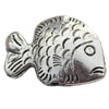Bead Zinc Alloy Jewelry Findings Lead-free, Fish 22x15mm Hole:1mm, Sold by Bag
