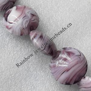 Lampwork Beads, Flat Round 8mm Hole:About 1.5mm, Sold by PC 