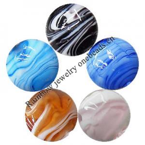 Lampwork Beads, Mix Color Flat Round 20mm Hole:About 1.5mm, Sold by Group 