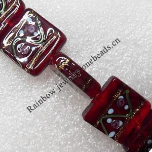 Lampwork Beads, Square 20x20mm Hole:About 1.5mm, Sold by PC 