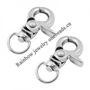 Key Swivel Clasps, Alloy, Platinum Color, about 31x19mm, Sold by bag