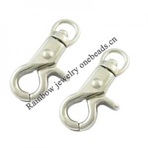 Key Swivel Clasps, Alloy, Platinum Color, about 43x21mm, Sold by bag