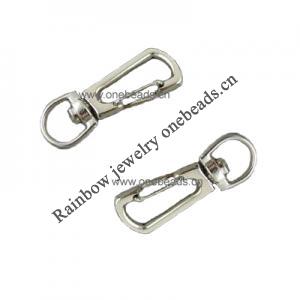 Key Swivel Clasps, Alloy, Platinum Color, about 34x13mm, Sold by bag