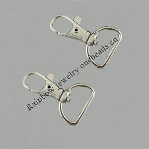 Key Swivel Clasps, Alloy, Platinum Color, about 42x25mm, Sold by bag