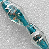 Silver Foil and Gold Sand Lampwork Beads, Diamond 11x25mm Hole:About 1.5mm, Sold by PC