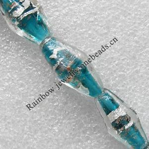 Silver Foil and Gold Sand Lampwork Beads, Diamond 11x25mm Hole:About 1.5mm, Sold by PC