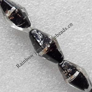 Silve Foil and Gold Sand Lampwork Beads, Diamond 11x25mm Hole:About 1.5mm, Sold by PC