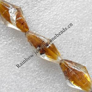 Silver Foil and Gold Sand Lampwork Beads, Diamond 11x25mm Hole:About 1.5mm, Sold by PC 