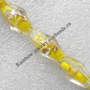 Silver Foil and Gold Sand Lampwork Beads, Diamond 11x25mm Hole:About 1.5mm, Sold by PC 