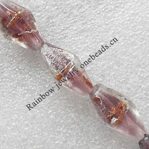 Silver Foil and Gold Sand Lampwork Beads, Diamond 11x25mm Hole:About 1.5mm, Sold by PC 