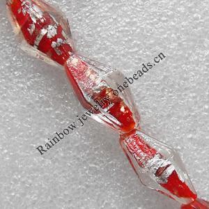 Silver Foil and Gold Sand Lampwork Beads, Diamond 11x25mm Hole:About 1.5mm, Sold by PC 