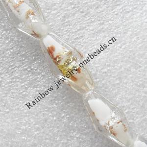 Silver Foil and Gold Sand Lampwork Beads, Diamond 11x25mm Hole:About 1.5mm, Sold by PC 