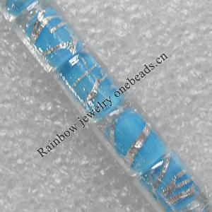 Silver Foil Lampwork Beads, Column 8x18mm Hole:About 1.5mm, Sold by PC 