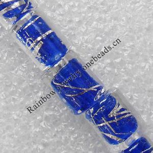 Silver Foil Lampwork Beads, Column 8x18mm Hole:About 1.5mm, Sold by PC 