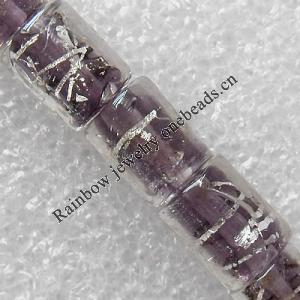 Silver Foil Lampwork Beads, Column 8x18mm Hole:About 1.5mm, Sold by PC 