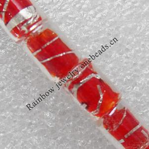 Silver Foil Lampwork Beads, Column 8x10mm Hole:About 1.5mm, Sold by PC 