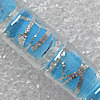 Silver Foil Lampwork Beads, Column 8x18mm Hole:About 1.5mm, Sold by PC 