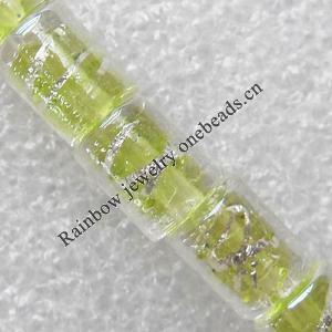Silver Foil Lampwork Beads, Column 8x18mm Hole:About 1.5mm, Sold by PC 