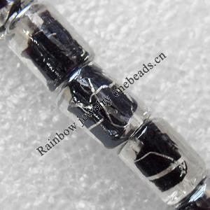 Silver Foil Lampwork Beads, Column 8x18mm Hole:About 1.5mm, Sold by PC 