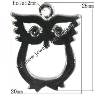 Pendant Zinc Alloy Jewelry Findings Lead-free, Animal 25x20mm Hole:2mm, Sold by Bag