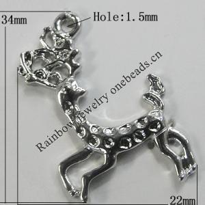 Pendant Setting Zinc Alloy Jewelry Findings Lead-free, Animal 34x22mm Hole:1.5mm, Sold by Bag