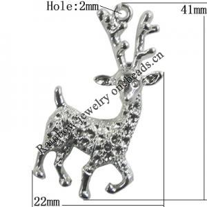 Pendant Setting Zinc Alloy Jewelry Findings Lead-free, Animal 41x22mm Hole:2mm, Sold by Bag