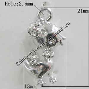 Pendant Zinc Alloy Jewelry Findings Lead-free, Animal 21x13mm Hole:2.5mm, Sold by Bag