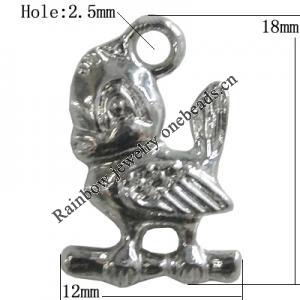 Pendant Zinc Alloy Jewelry Findings Lead-free, Animal 18x12mm Hole:2.5mm, Sold by Bag