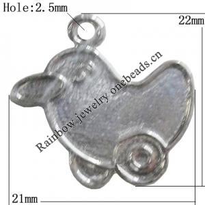 Pendant Zinc Alloy Jewelry Findings Lead-free, 21x22mm Hole:2.5mm, Sold by Bag