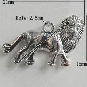 Pendant Zinc Alloy Jewelry Findings Lead-free, Animal 21x15mm Hole:2.5mm, Sold by Bag