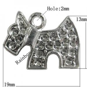 Pendant Setting Zinc Alloy Jewelry Findings Lead-free, Animal 13x19mm Hole:2mm, Sold by Bag