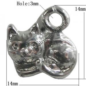 Pendant Zinc Alloy Jewelry Findings Lead-free, Animal 14x14mm Hole:3mm, Sold by Bag