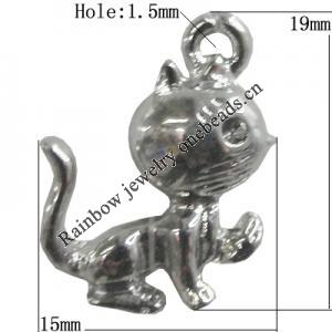 Pendant Zinc Alloy Jewelry Findings Lead-free, Animal 19x15mm Hole:1.5mm, Sold by Bag