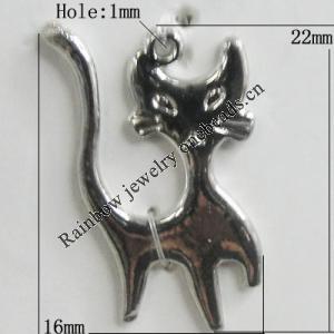 Pendant Zinc Alloy Jewelry Findings Lead-free, Animal 22x16mm Hole:1mm, Sold by Bag