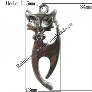 Pendant Zinc Alloy Jewelry Findings Lead-free, Animal 34x13mm Hole:1.5mm, Sold by Bag