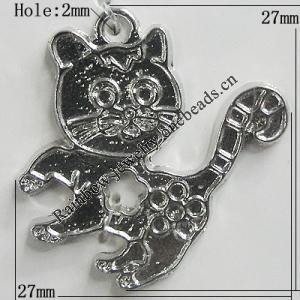 Pendant Zinc Alloy Jewelry Findings Lead-free, Animal 27x27mm Hole:2mm, Sold by Bag
