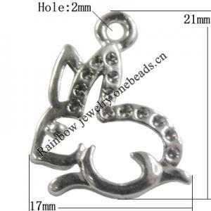 Pendant Setting Zinc Alloy Jewelry Findings Lead-free, Animal 21x17mm Hole:2mm, Sold by Bag