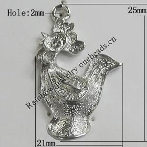 Pendant Zinc Alloy Jewelry Findings Lead-free, Animal 25x21mm Hole:2mm, Sold by Bag