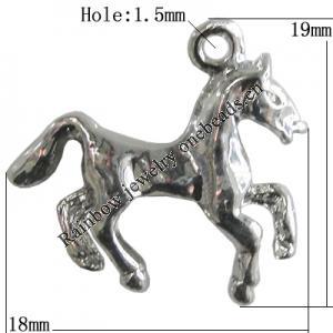 Pendant Zinc Alloy Jewelry Findings Lead-free, Horse 19x18mm Hole:1.5mm, Sold by Bag